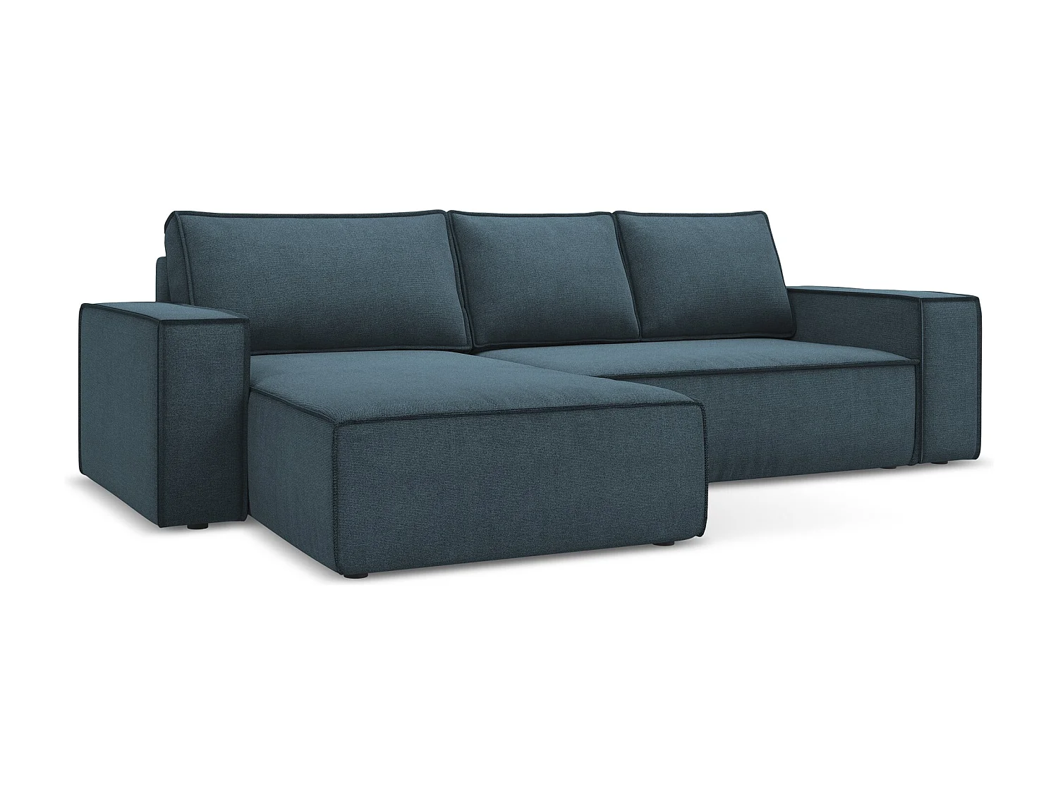 3-Sitzer Ecksofa mit Schlaffunktion - Ecke Links - Strukturstoff - Jeans - KIMO