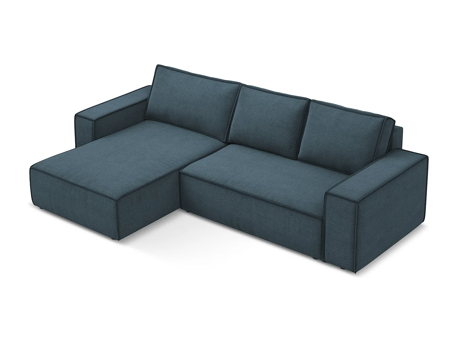 3-Sitzer Ecksofa mit Schlaffunktion - Ecke Links - Strukturstoff - Jeans - KIMO