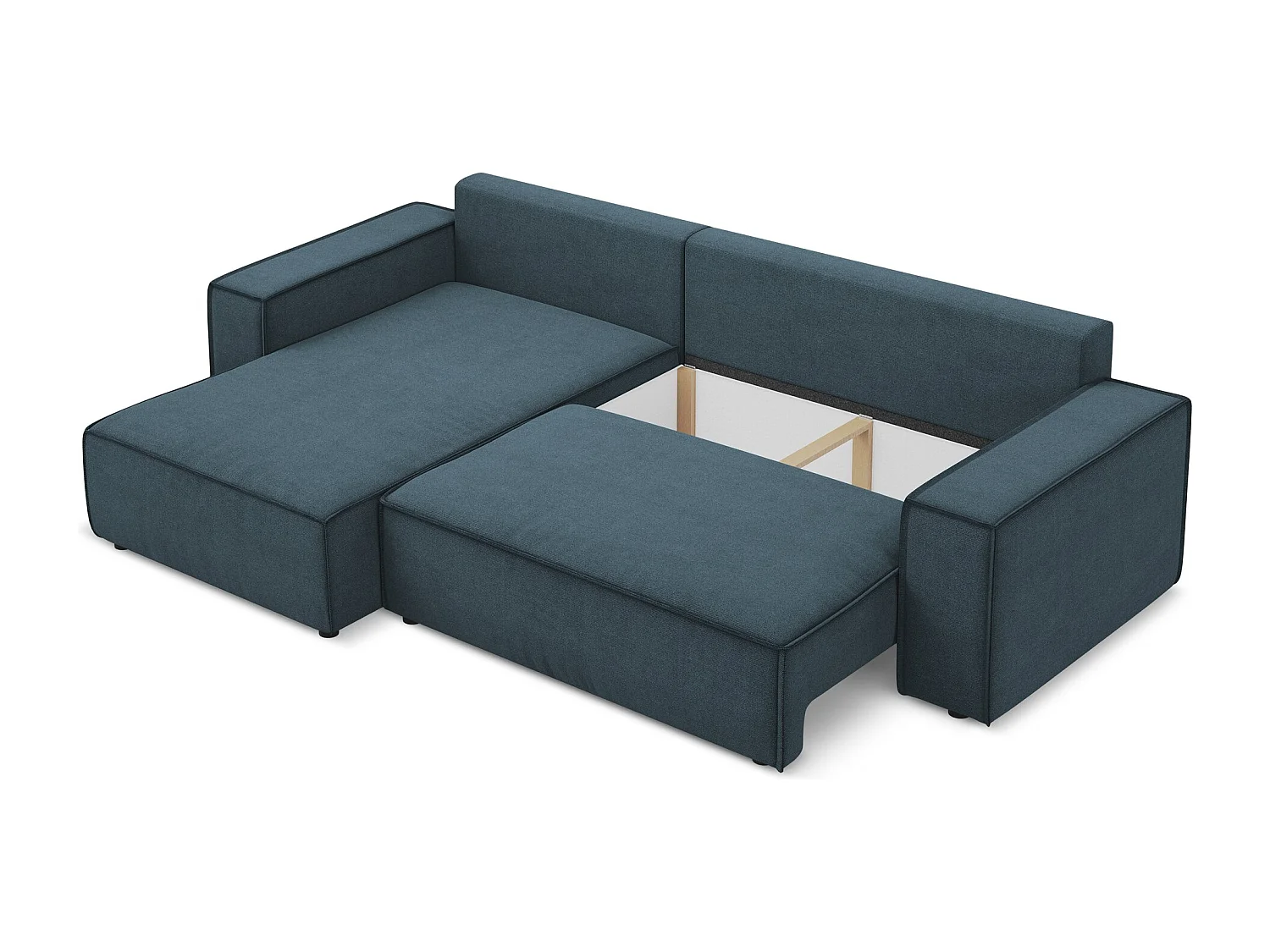 3-Sitzer Ecksofa mit Schlaffunktion - Ecke Links - Strukturstoff - Jeans - KIMO