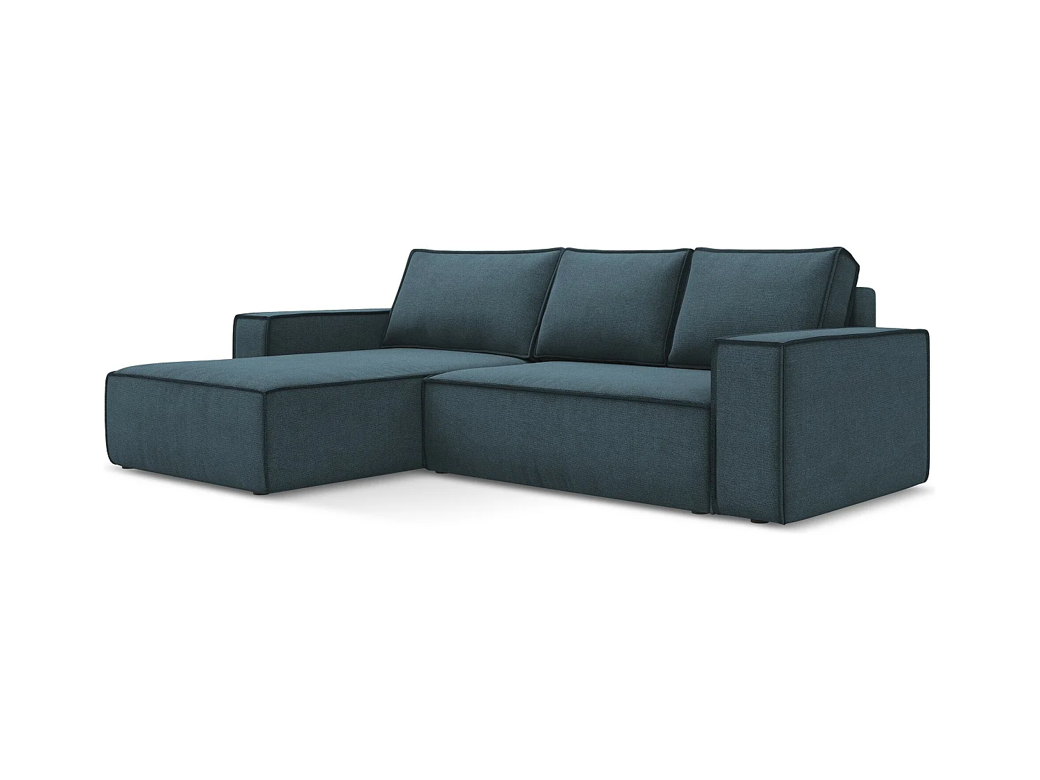 Canapé d’angle 3 places gauche convertible en tissu texturé - jeans - KIMO