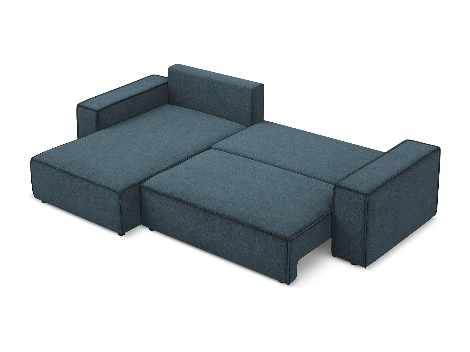 3-Sitzer Ecksofa mit Schlaffunktion - Ecke Links - Strukturstoff - Jeans - KIMO