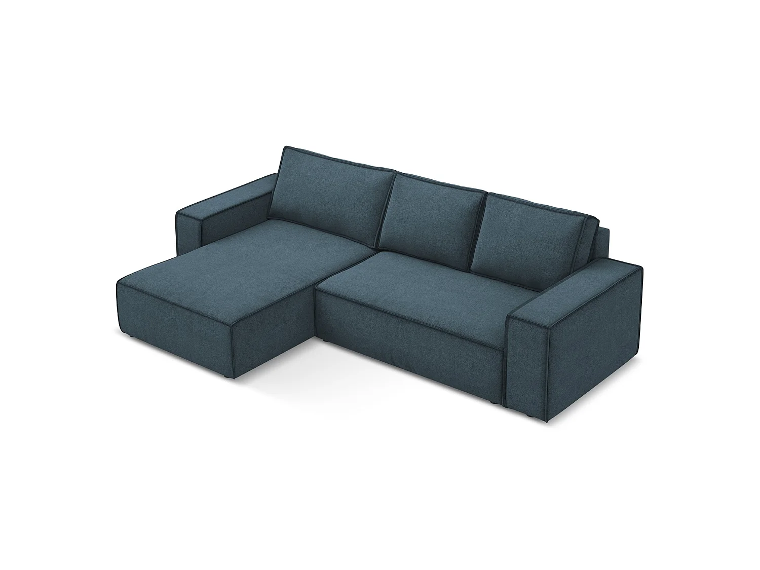3-Sitzer Ecksofa mit Schlaffunktion - Ecke Links - Strukturstoff - Jeans - LIVORNO
