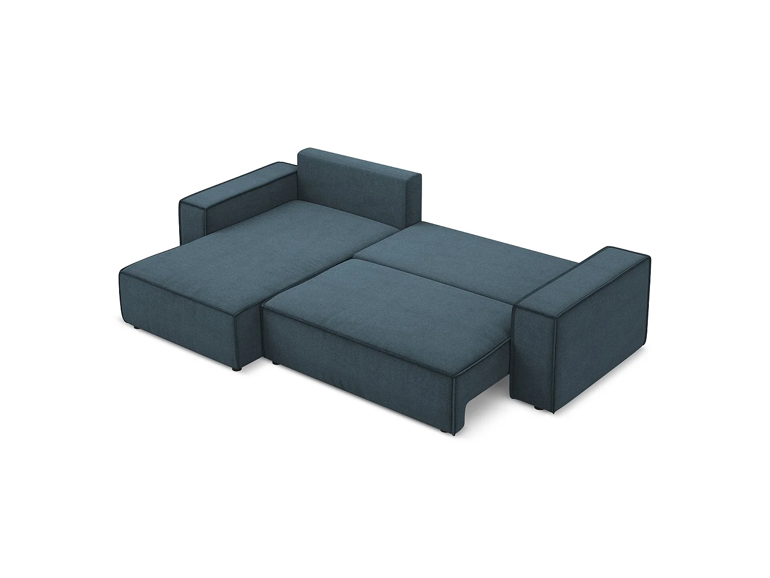 3-Sitzer Ecksofa mit Schlaffunktion - Ecke Links - Strukturstoff - Jeans - LIVORNO