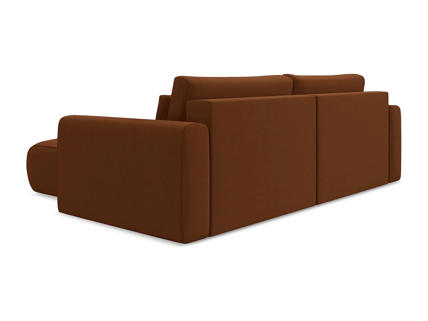 Hoekslaapbank rechts van terracotta velours - KAPUA