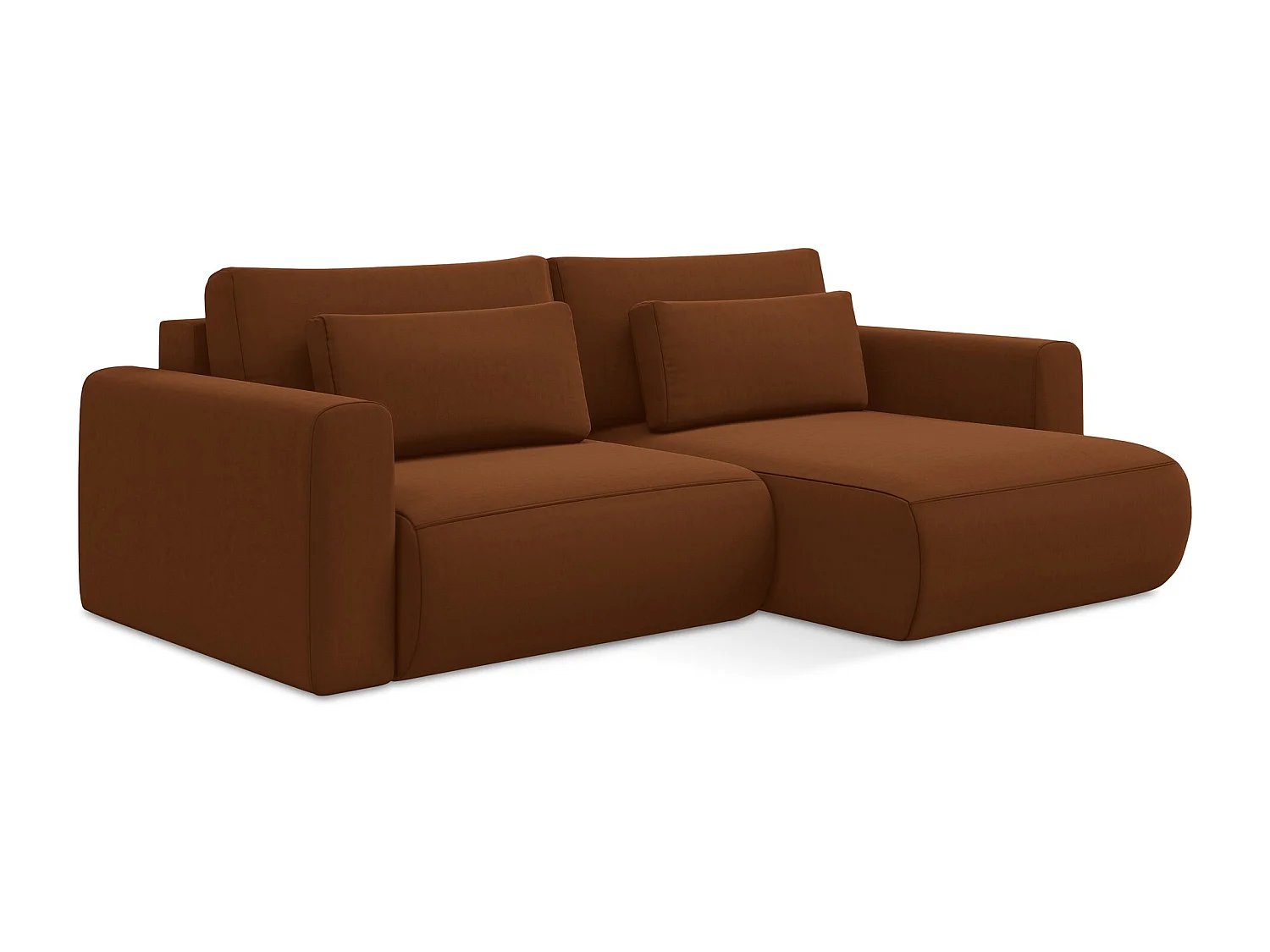 2-Sitzer Ecksofa mit Schlaffunktion - Ecke Rechts - Samt - Terrakotta - KAPUA