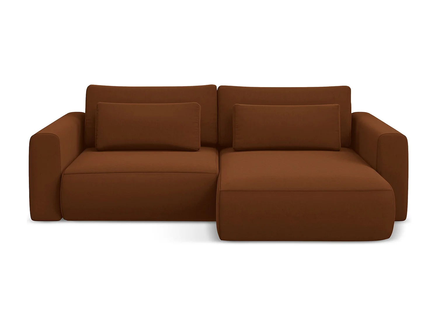 2-Sitzer Ecksofa mit Schlaffunktion - Ecke Rechts - Samt - Terrakotta - KAPUA