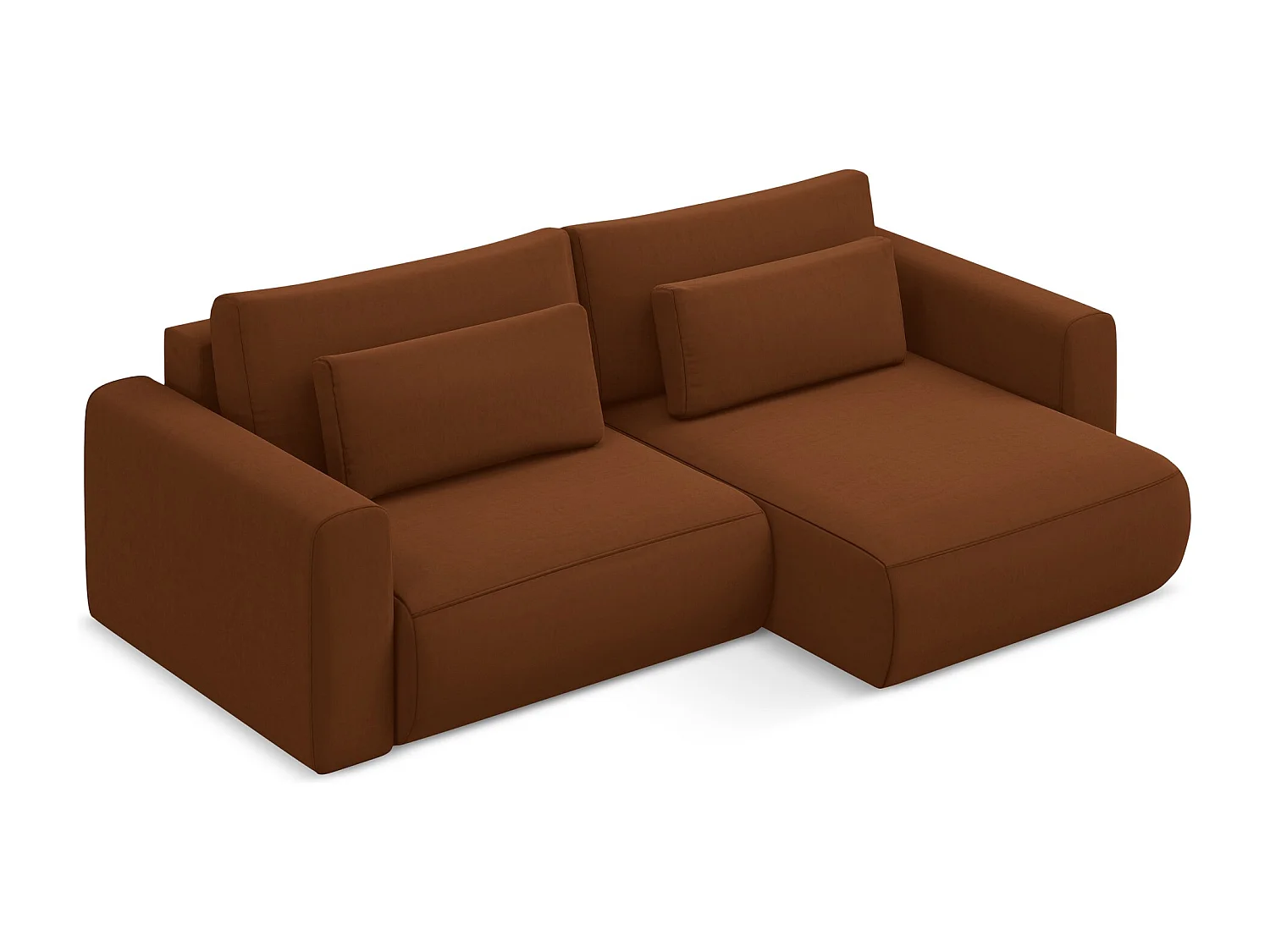 2-Sitzer Ecksofa mit Schlaffunktion - Ecke Rechts - Samt - Terrakotta - KAPUA