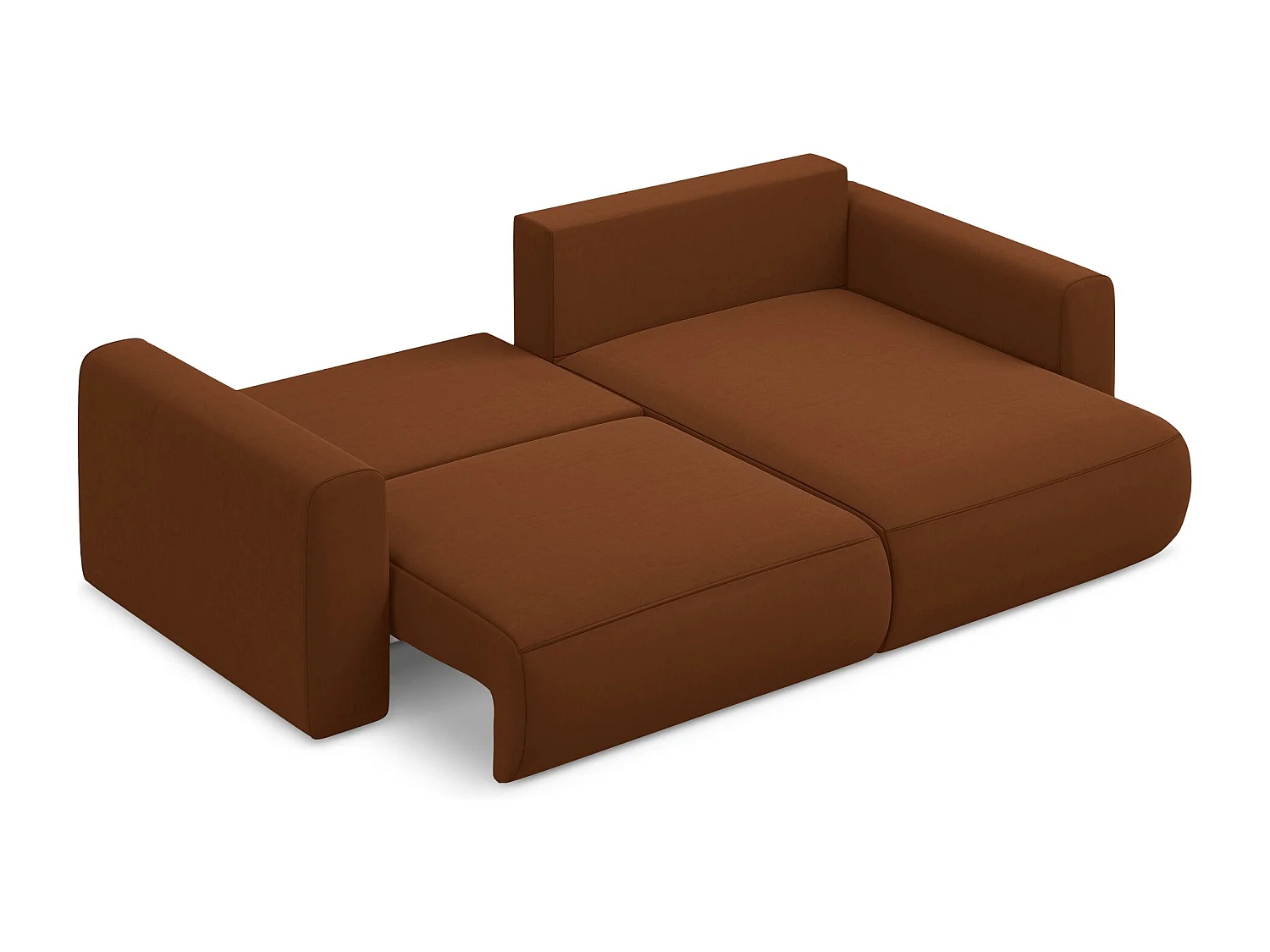 2-Sitzer Ecksofa mit Schlaffunktion - Ecke Rechts - Samt - Terrakotta - KAPUA