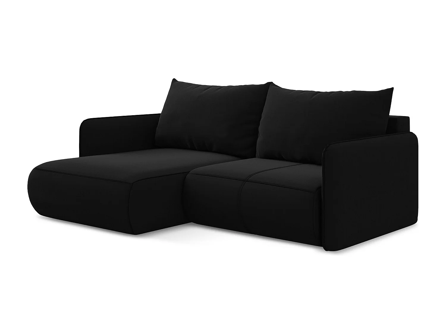 2,5-Sitzer Ecksofa mit Schlaffunktion - Ecke Links - Samt - Schwarz - NANEA