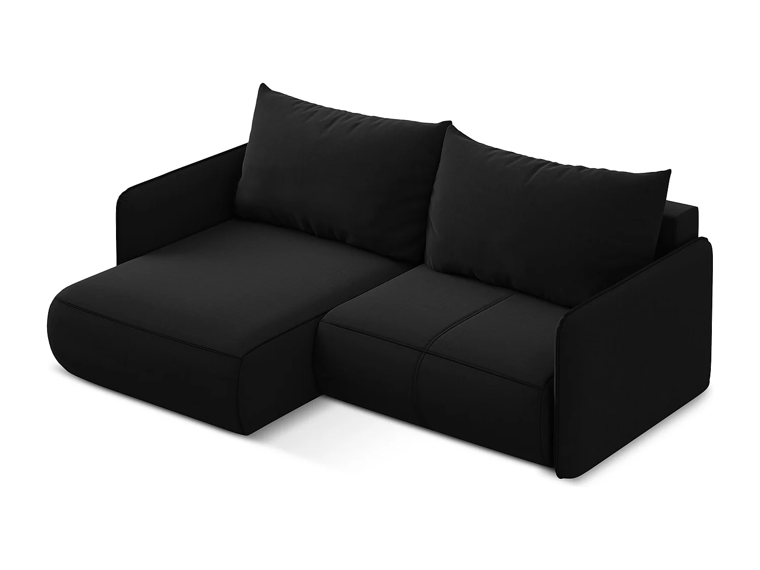 2,5-Sitzer Ecksofa mit Schlaffunktion - Ecke Links - Samt - Schwarz - NANEA