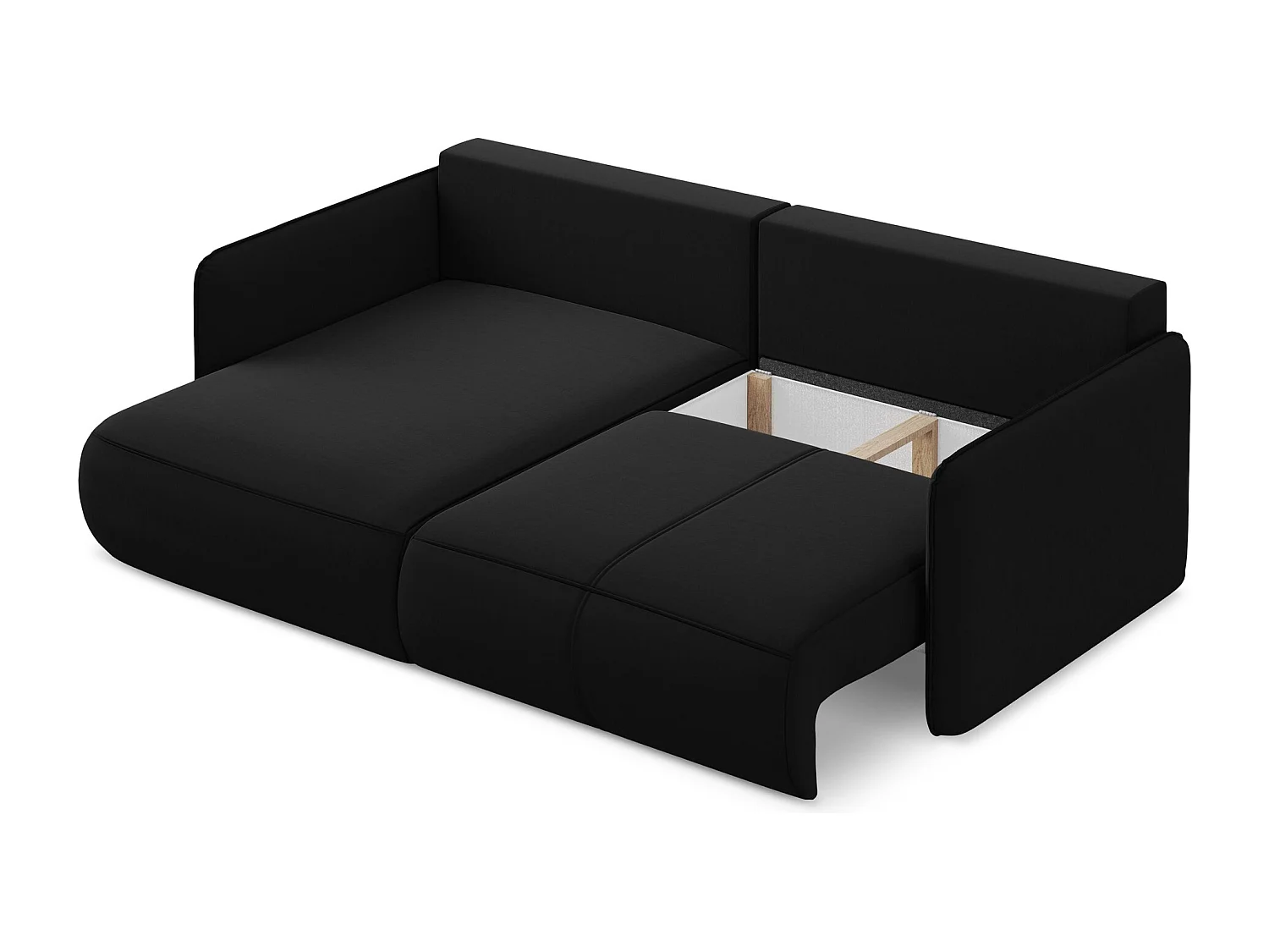 2,5-Sitzer Ecksofa mit Schlaffunktion - Ecke Links - Samt - Schwarz - NANEA