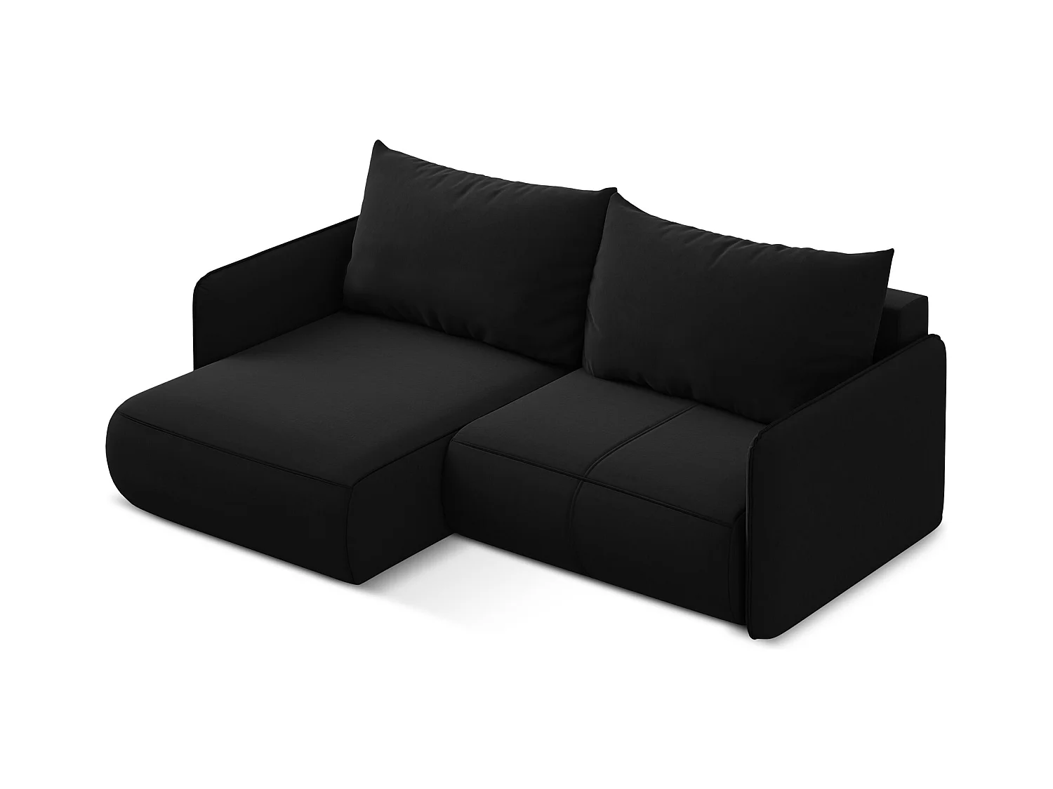 2,5-Sitzer Ecksofa mit Schlaffunktion - Ecke Links - Samt - Schwarz - NANEA