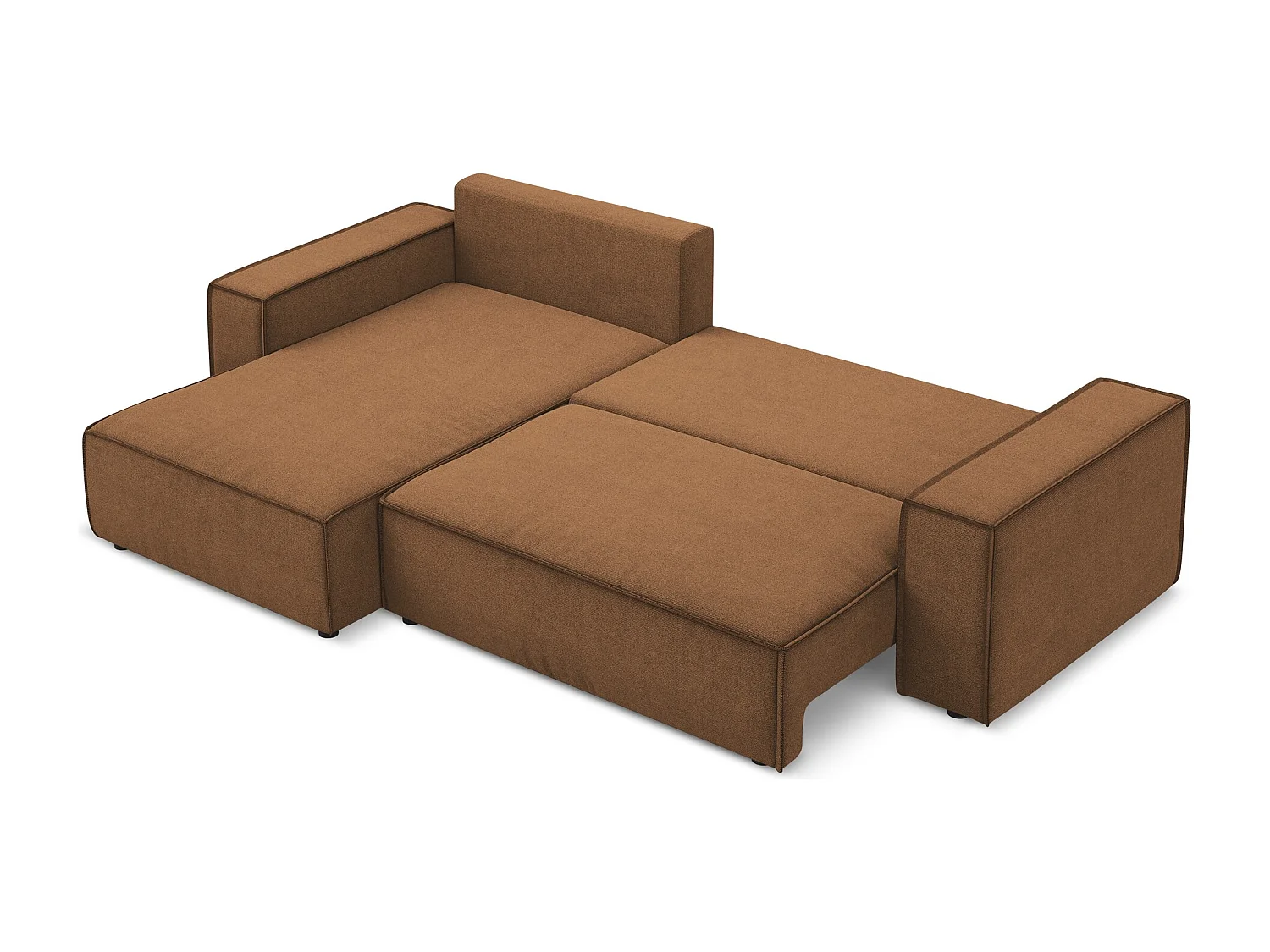 3-Sitzer Ecksofa mit Schlaffunktion - Ecke Links - Strukturstoff - Terrakotta - KIMO