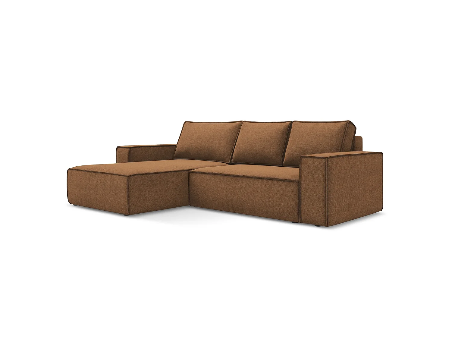 3-Sitzer Ecksofa mit Schlaffunktion - Ecke Links - Strukturstoff - Terrakotta - LIVORNO