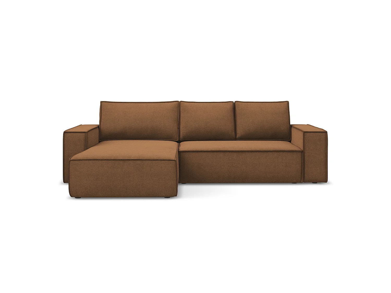 3-Sitzer Ecksofa mit Schlaffunktion - Ecke Links - Strukturstoff - Terrakotta - LIVORNO
