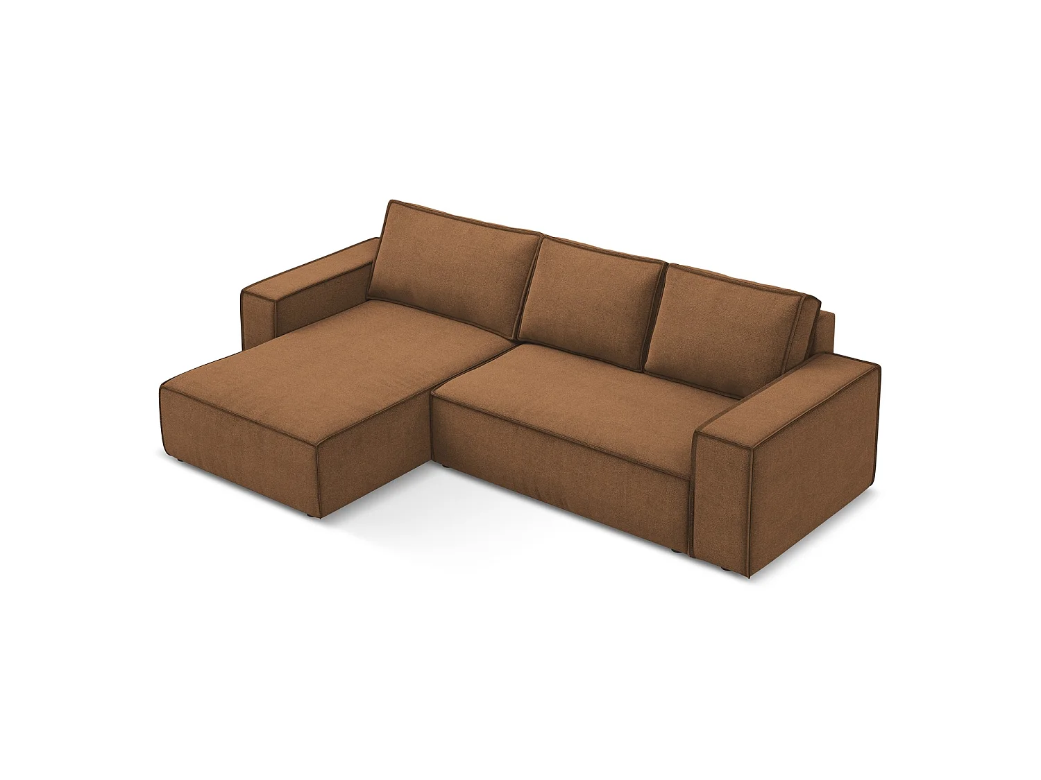 3-Sitzer Ecksofa mit Schlaffunktion - Ecke Links - Strukturstoff - Terrakotta - LIVORNO