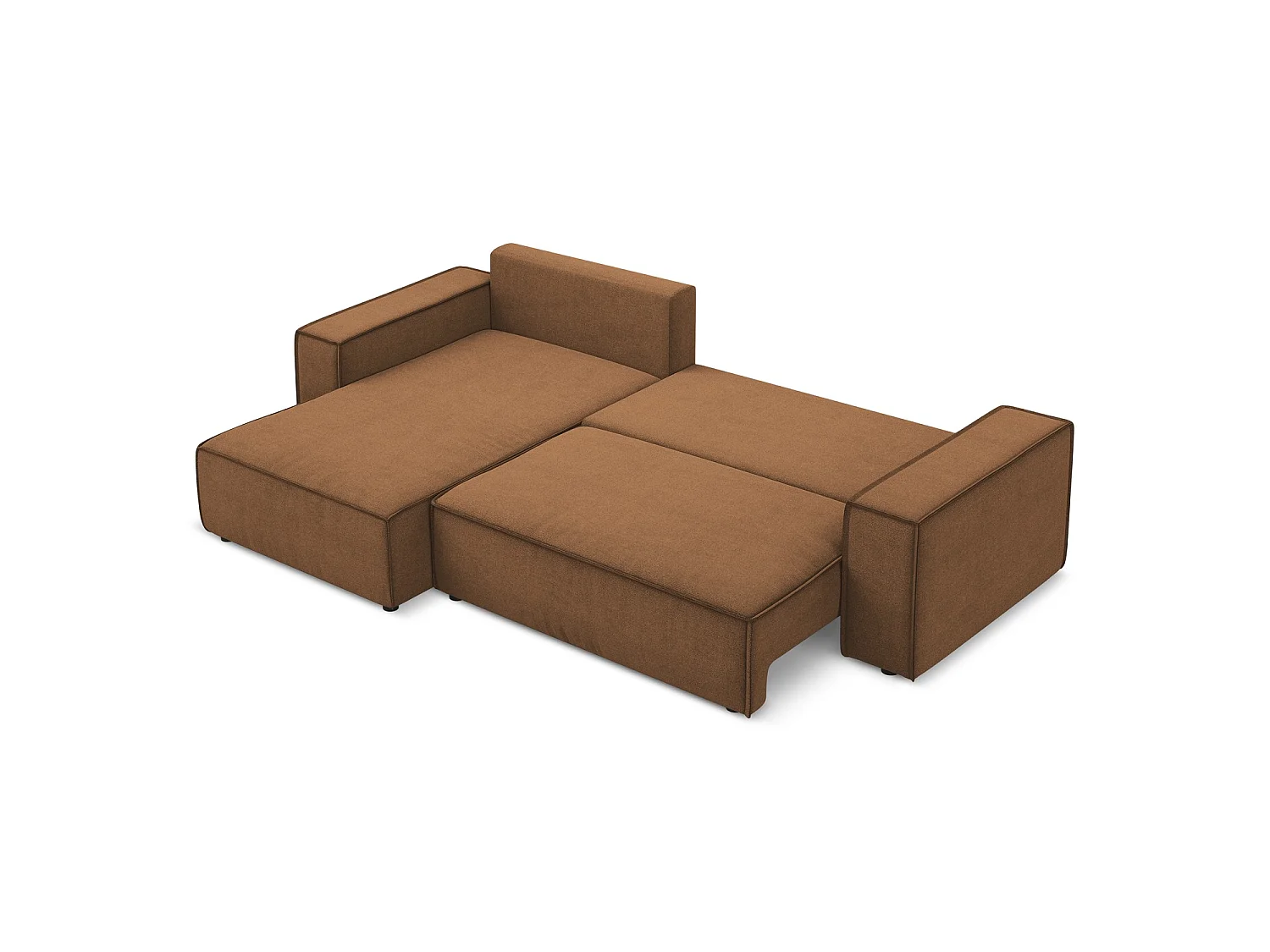 3-Sitzer Ecksofa mit Schlaffunktion - Ecke Links - Strukturstoff - Terrakotta - LIVORNO