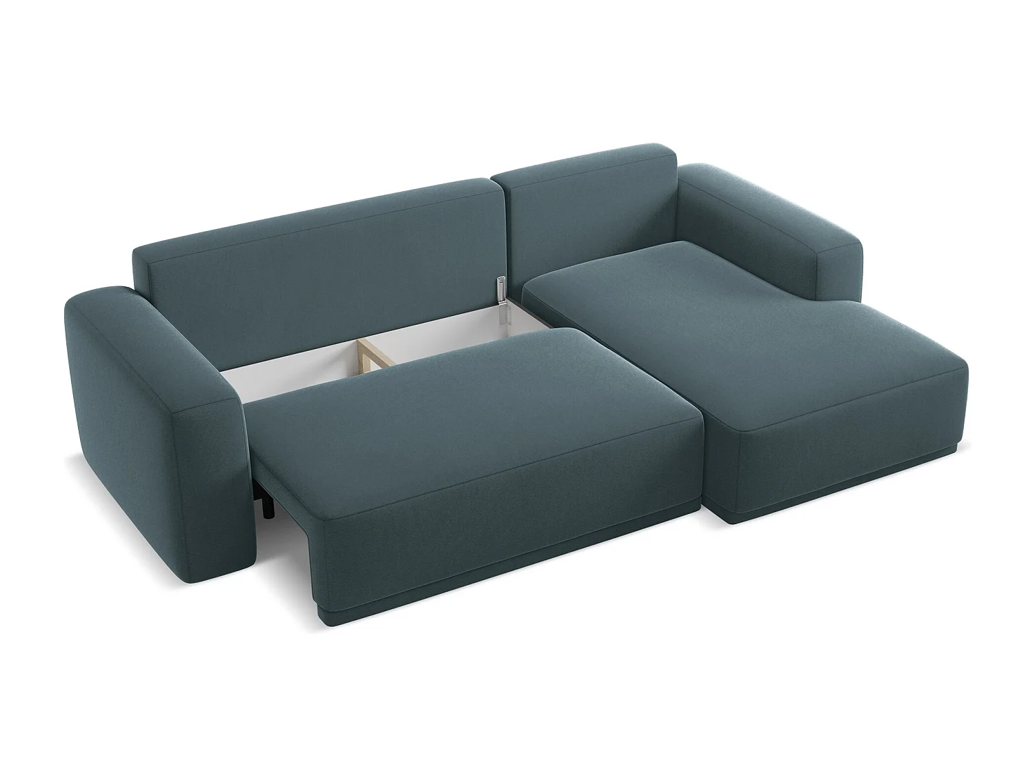 Ecksofa mit Schlaffunktion - Ecke Rechts - Samt - Marine - KAILA