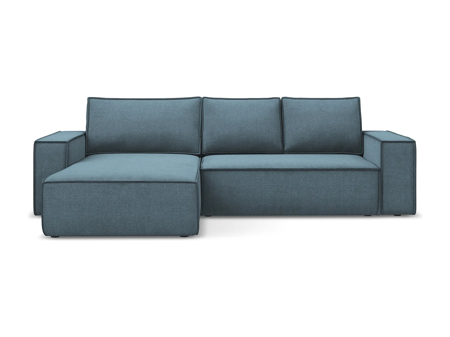 Hoekslaapbank links van lichtblauw textuurstof - KIMO