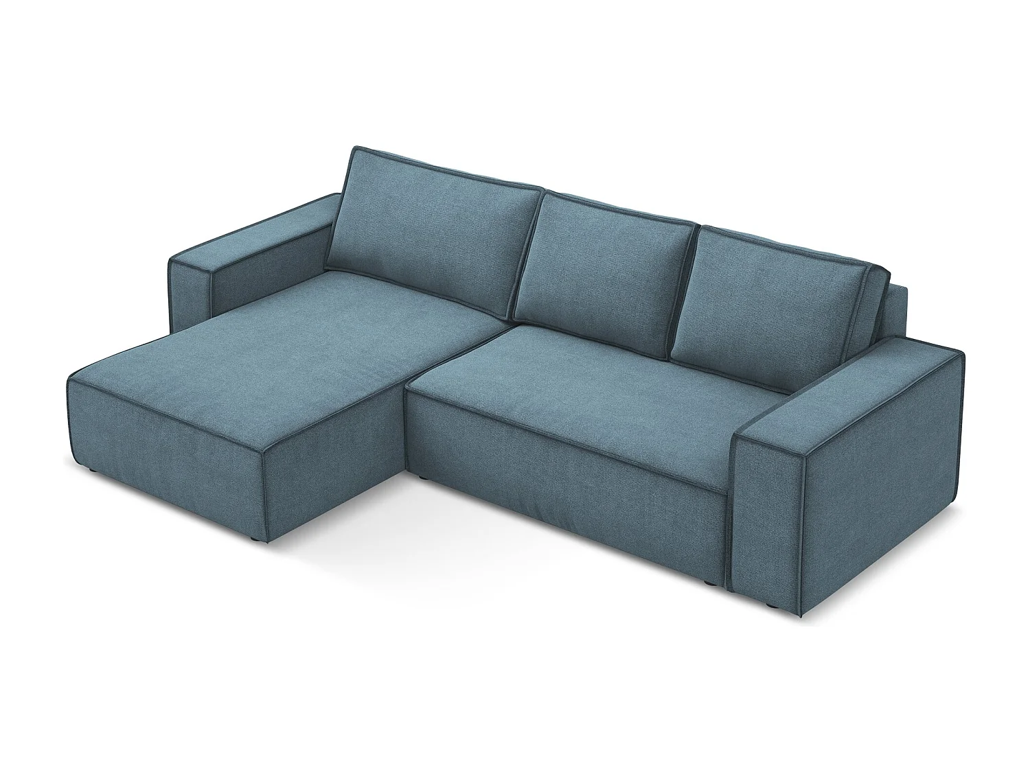 Hoekslaapbank links van lichtblauw textuurstof - KIMO