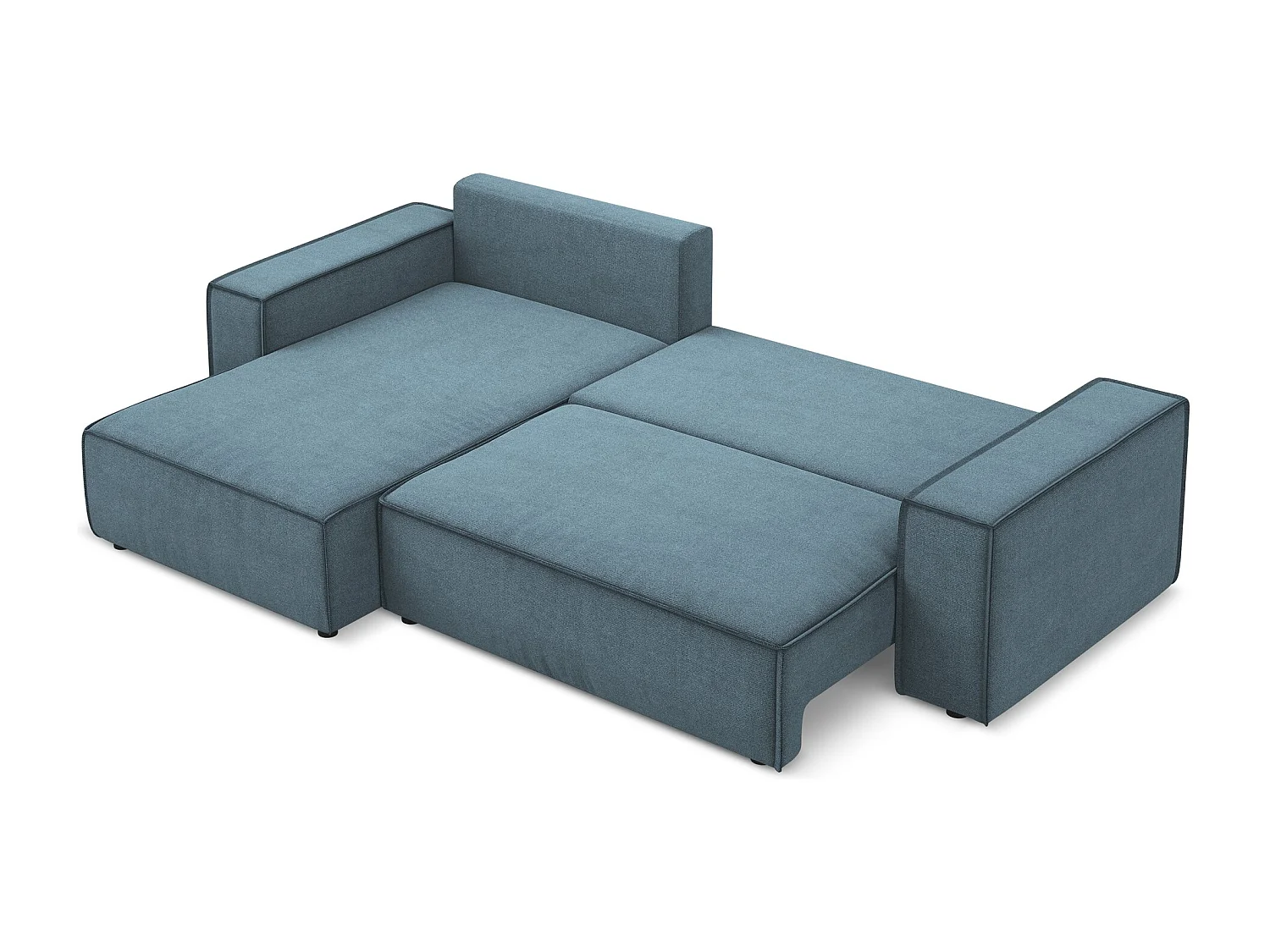 Hoekslaapbank links van lichtblauw textuurstof - KIMO