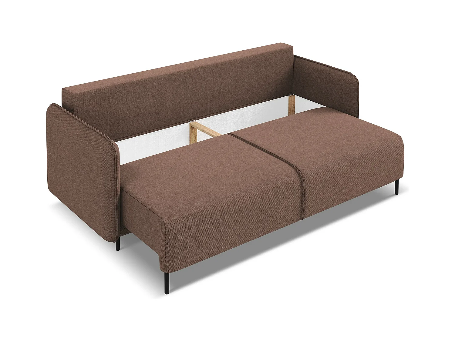 Kanapa 3-osobowa z funkcją spania - z tkaniny strukturalnej - pudrowy róż - LUANA