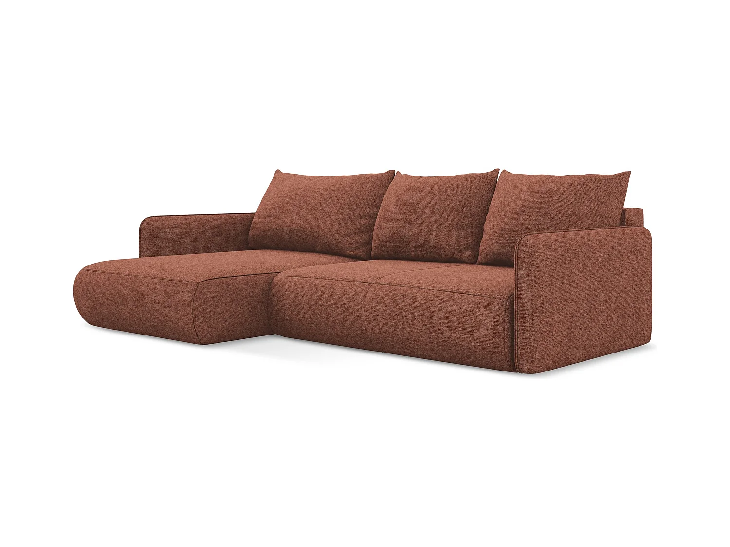 Canapé d’angle 3 places gauche convertible en tissu chenille - rose sourd - NANEA
