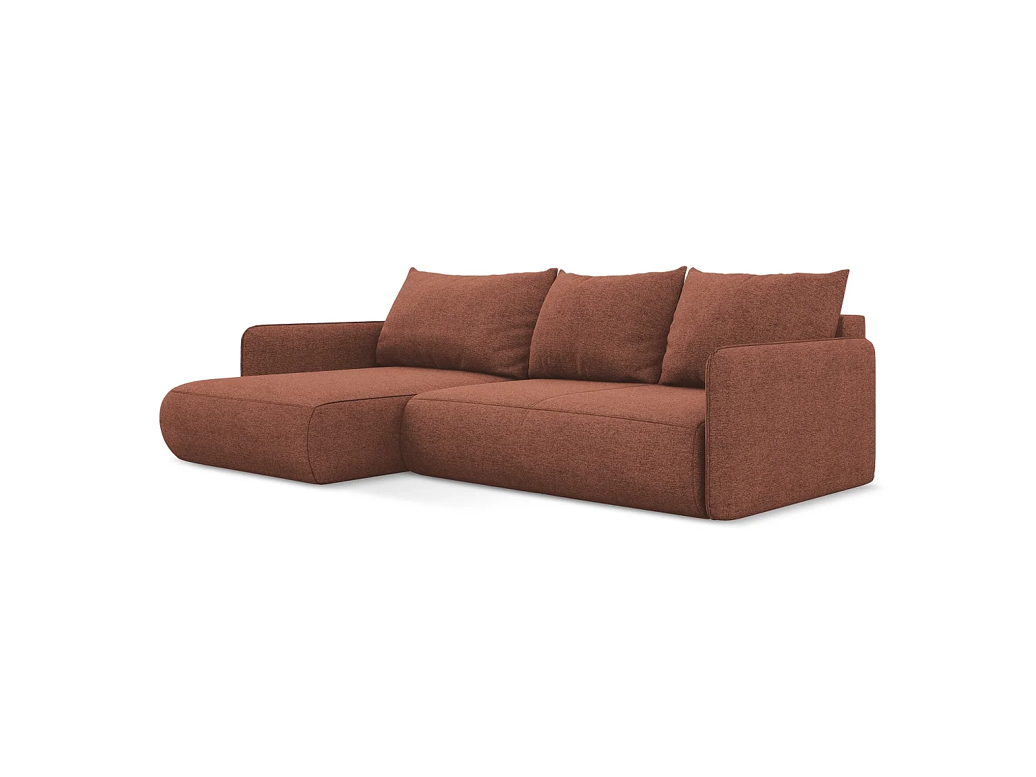 Canapé d’angle 3 places gauche convertible en tissu chenille - rose sourd - PALERMO
