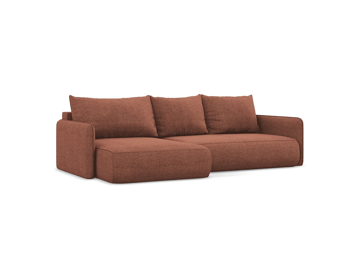 Canapé d’angle 3 places gauche convertible en tissu chenille - rose sourd - PALERMO