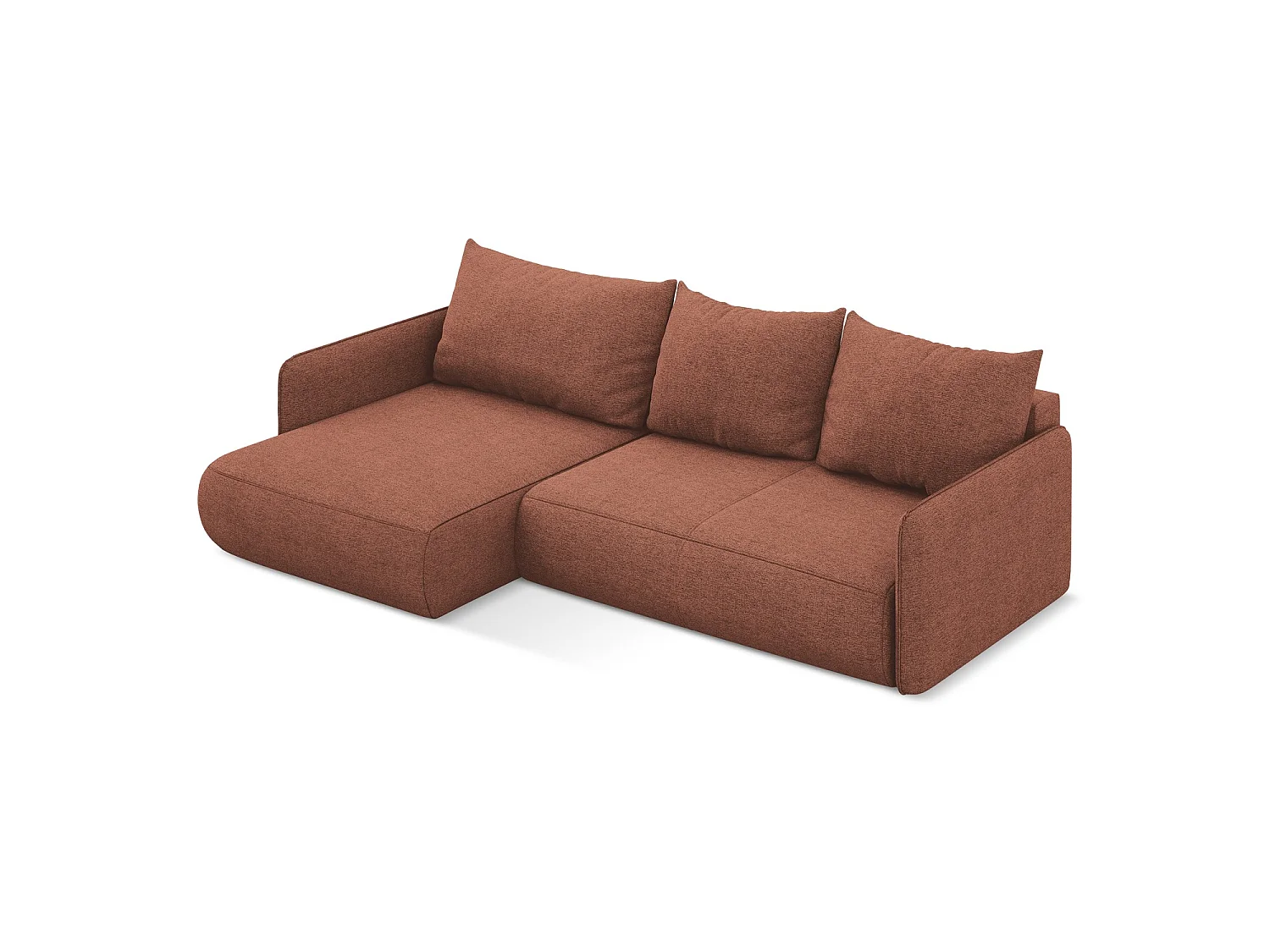 Canapé d’angle 3 places gauche convertible en tissu chenille - rose sourd - PALERMO