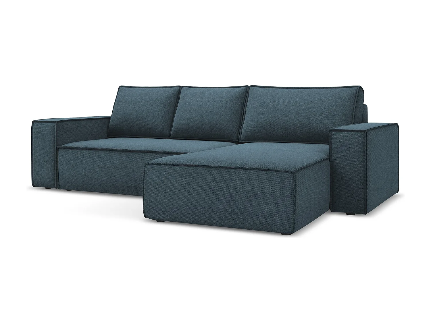 Ecksofa mit Schlaffunktion - Ecke Rechts - Strukturstoff - Jeans - KIMO
