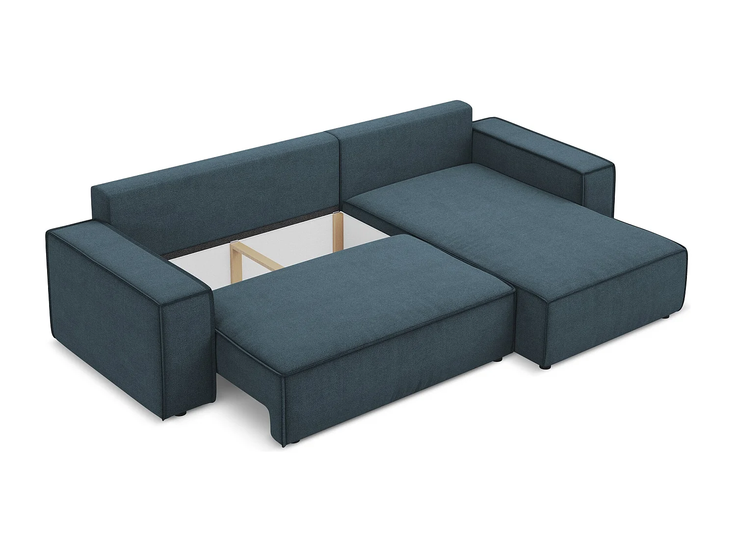 Ecksofa mit Schlaffunktion - Ecke Rechts - Strukturstoff - Jeans - KIMO