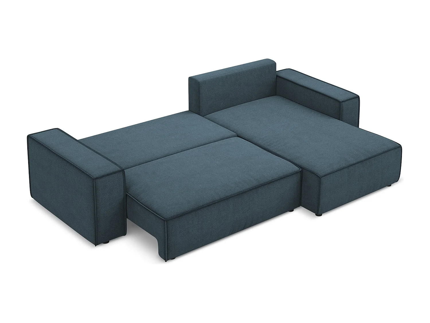 Ecksofa mit Schlaffunktion - Ecke Rechts - Strukturstoff - Jeans - KIMO