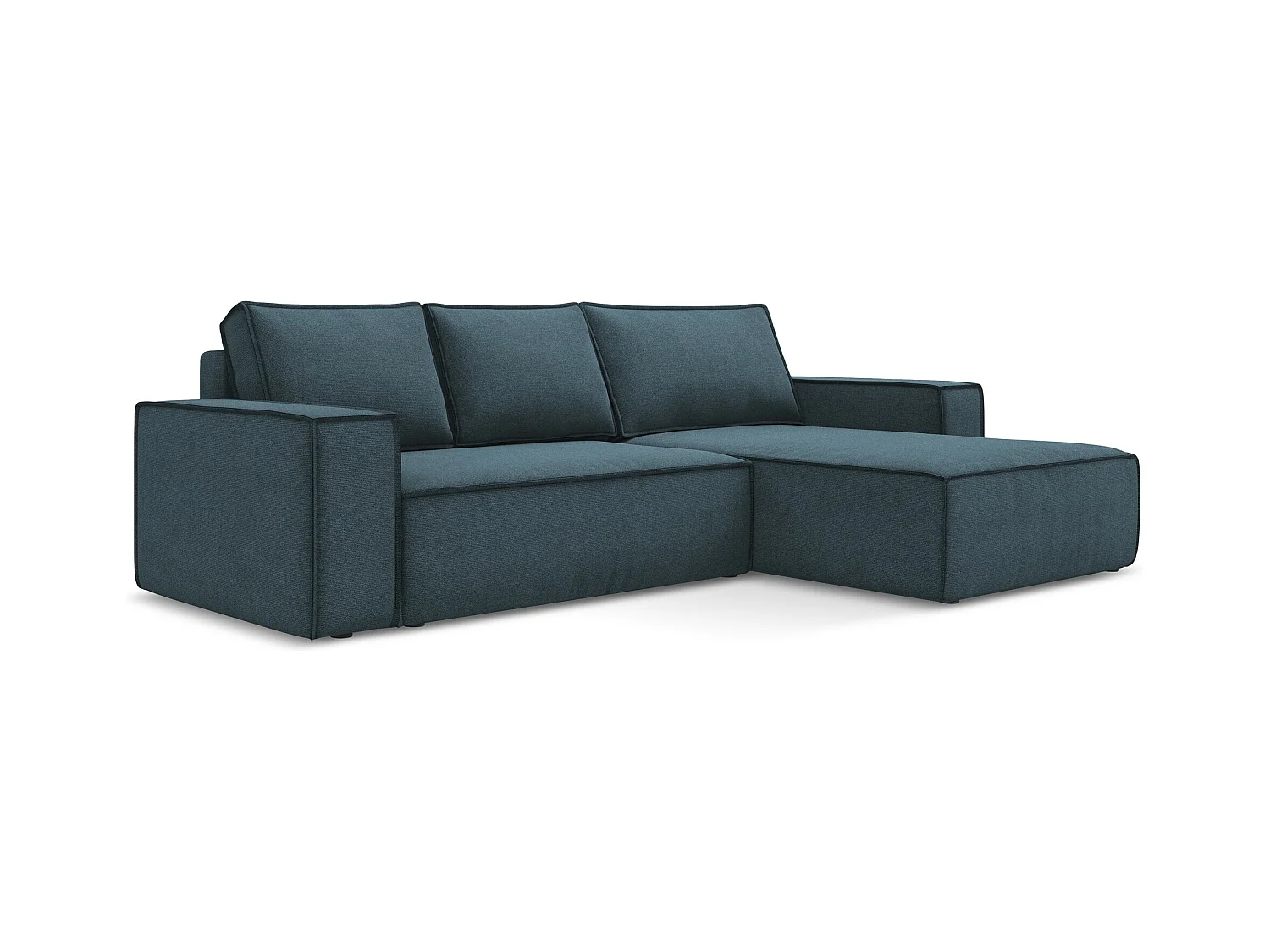 Canapé d’angle 3 places droit convertible en tissu texturé - jeans - KIMO