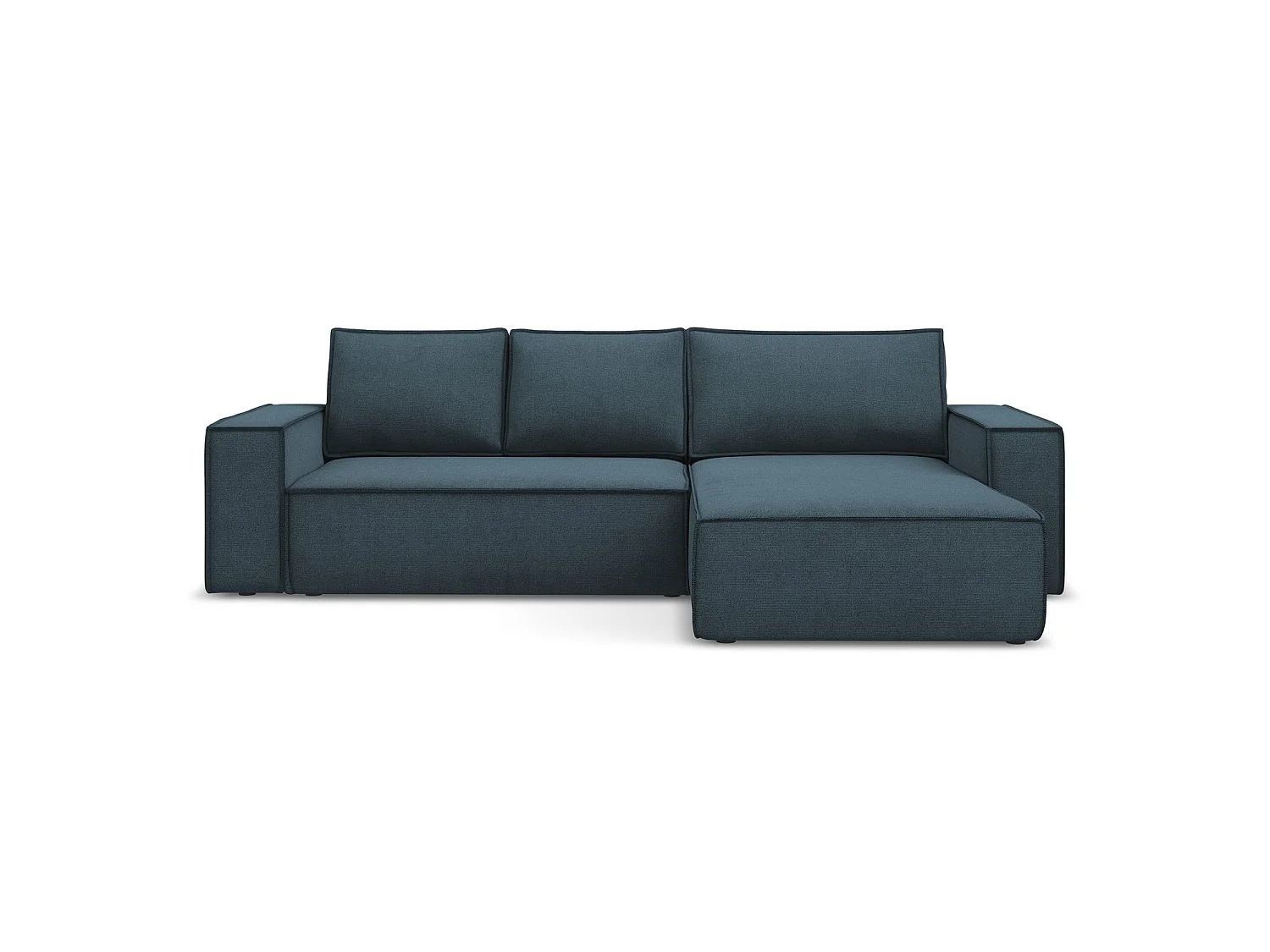 Canapé d'angle droit convertible en tissu texturé - jeans - LIVORNO