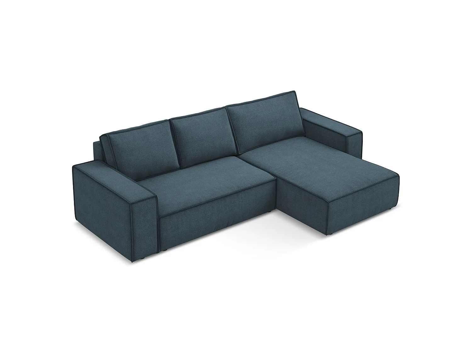 Canapé d'angle droit convertible en tissu texturé - jeans - LIVORNO