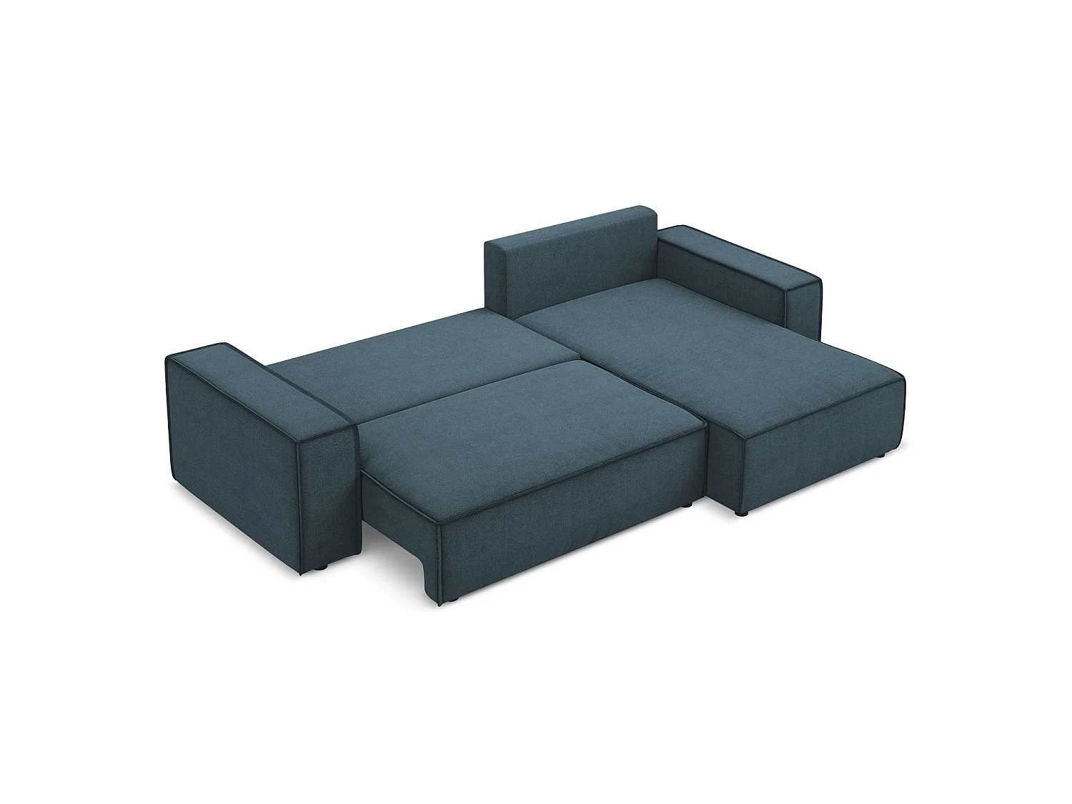 Canapé d'angle droit convertible en tissu texturé - jeans - LIVORNO