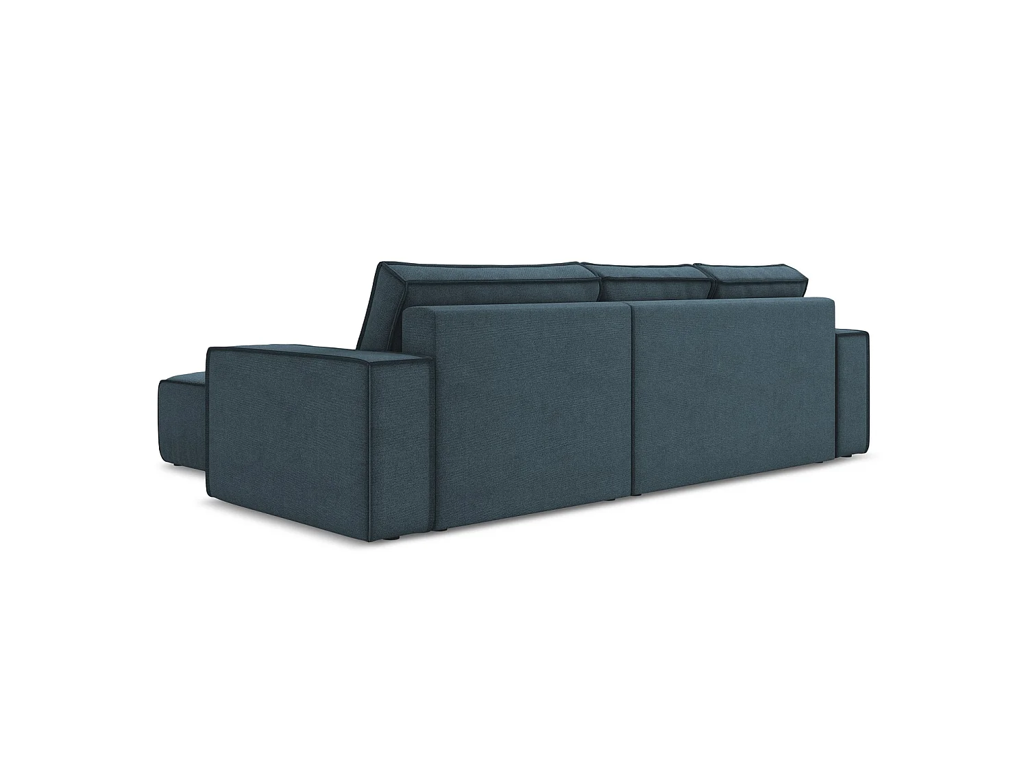 Canapé d'angle droit convertible en tissu texturé - jeans - LIVORNO