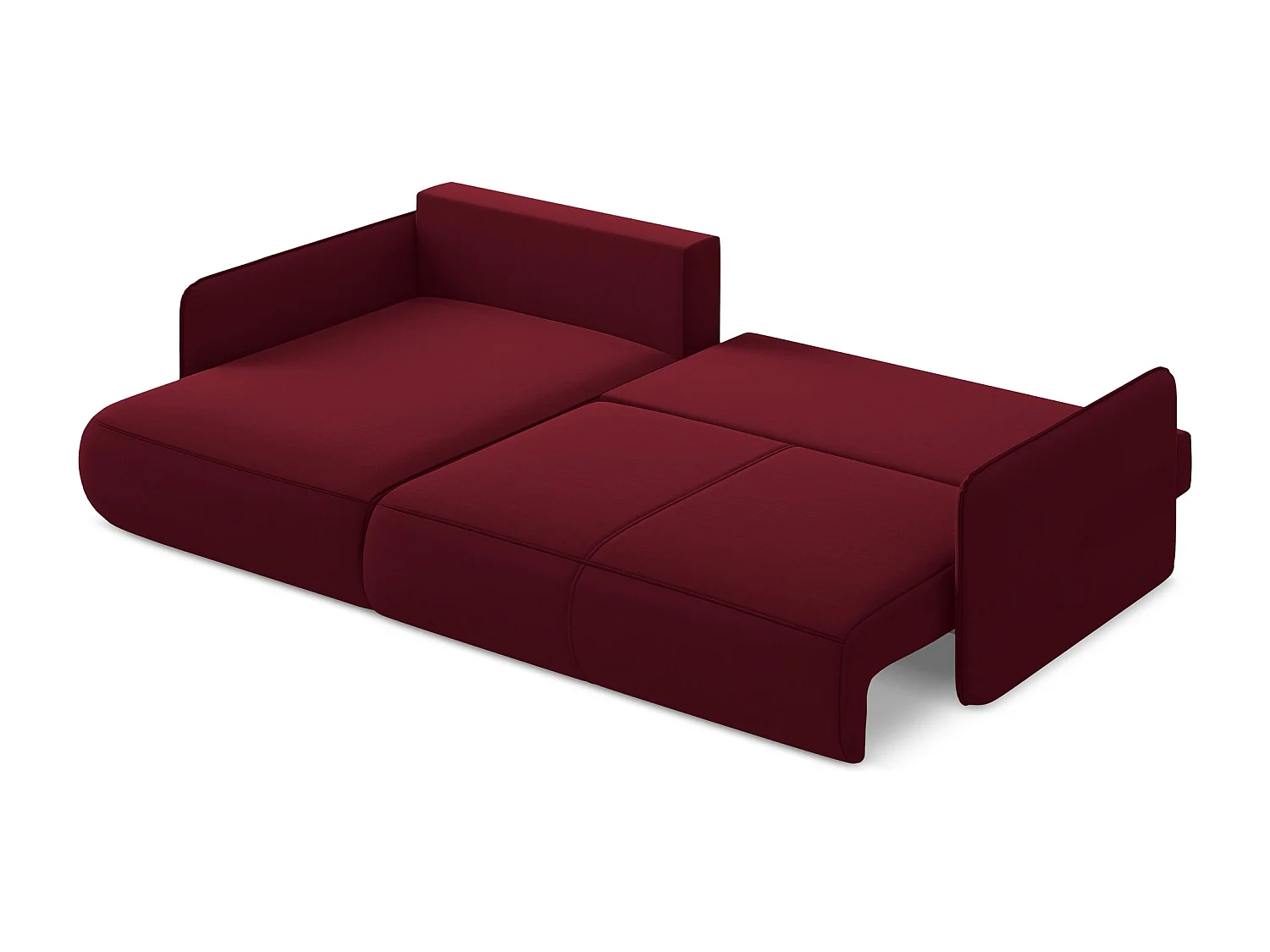 Canapé d’angle 3 places gauche convertible en velours - bourgogne - NANEA