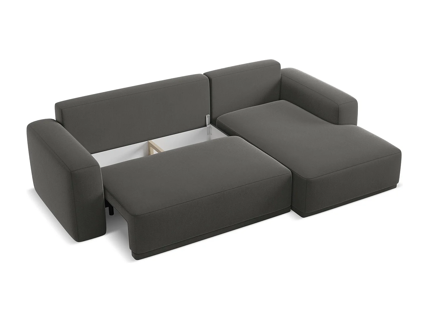 Hoekslaapbank rechts van staal velours - KAILA