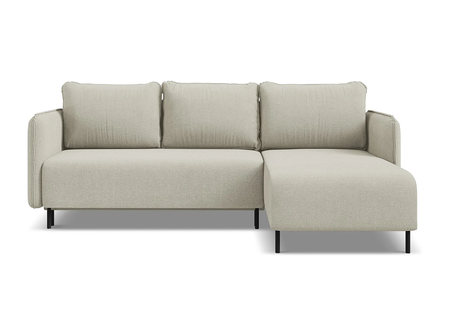 Ecksofa mit Schlaffunktion - Ecke Rechts - Strukturstoff - Hell beige - LUANA