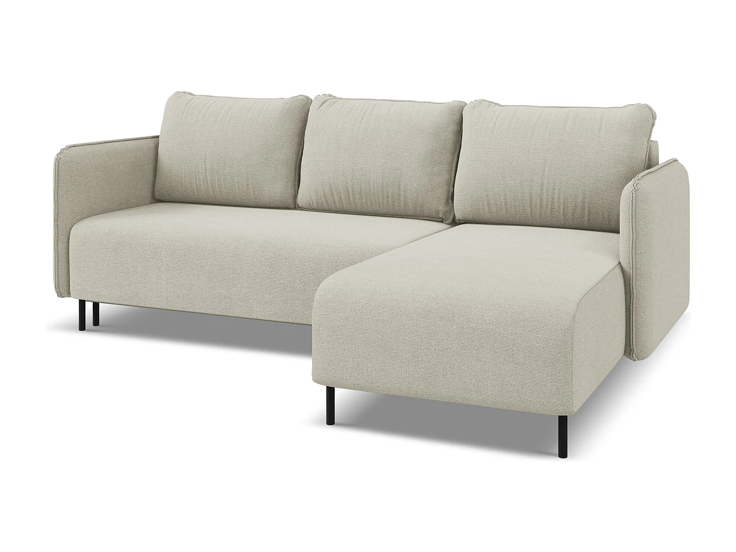 Ecksofa mit Schlaffunktion - Ecke Rechts - Strukturstoff - Hell beige - LUANA