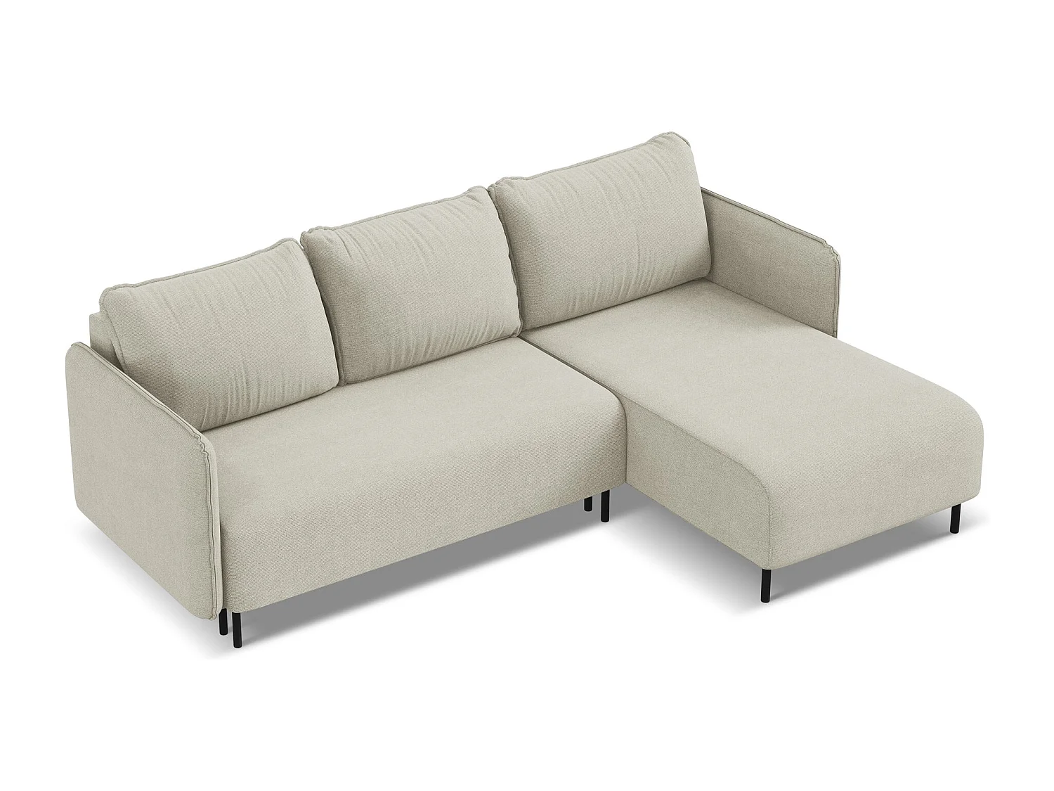 Ecksofa mit Schlaffunktion - Ecke Rechts - Strukturstoff - Hell beige - LUANA