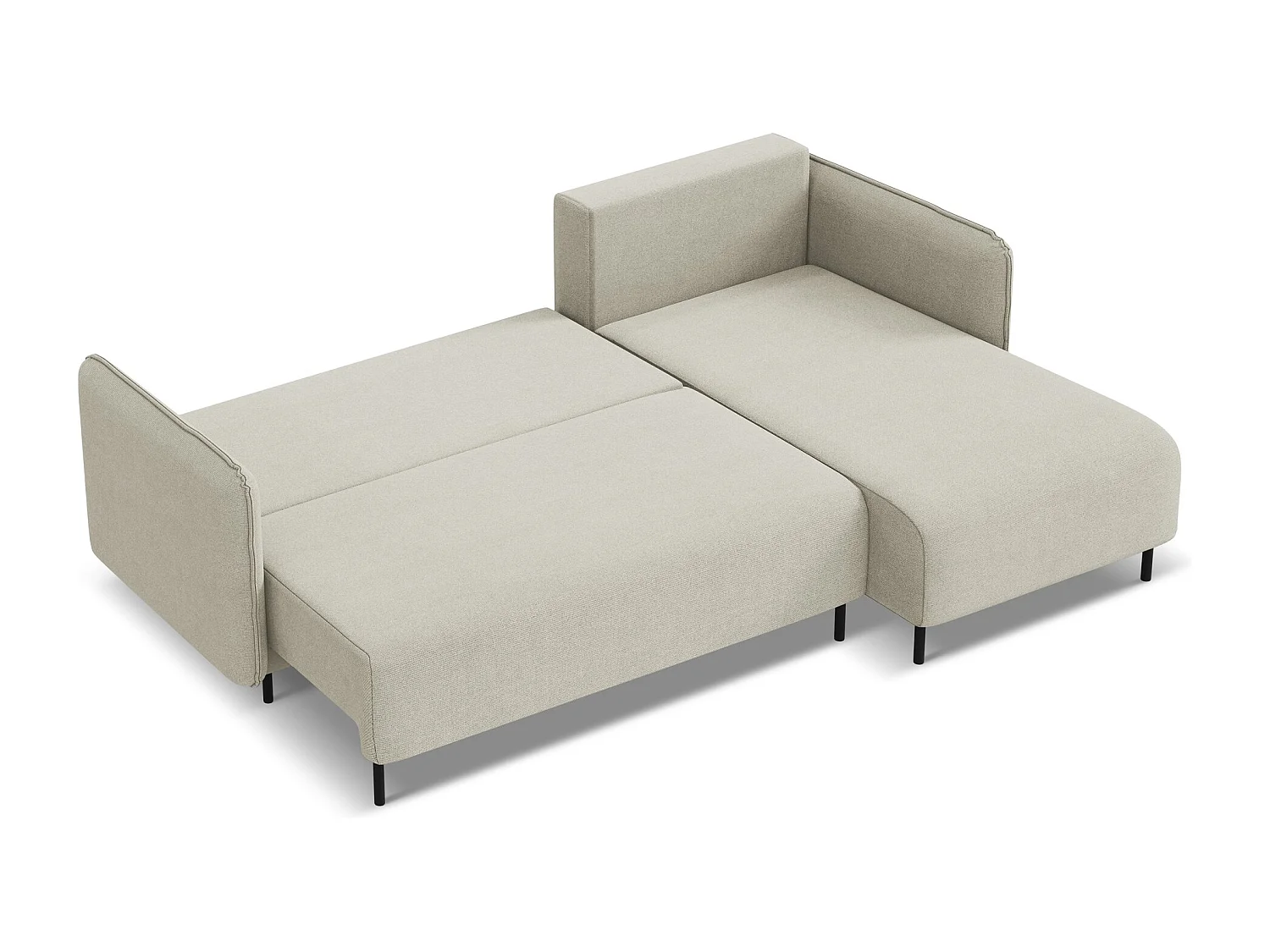Ecksofa mit Schlaffunktion - Ecke Rechts - Strukturstoff - Hell beige - LUANA