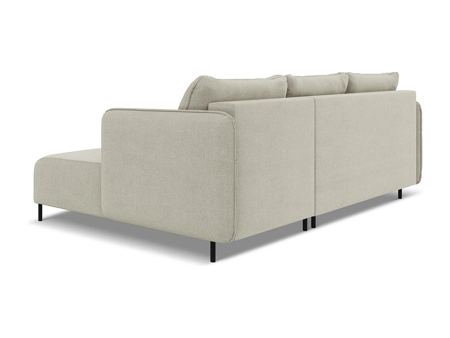 Ecksofa mit Schlaffunktion - Ecke Rechts - Strukturstoff - Hell beige - LUANA