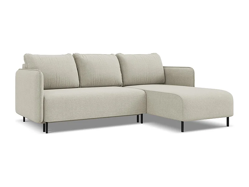 Ecksofa mit Schlaffunktion - Ecke Rechts - Strukturstoff - Hell beige - LUANA