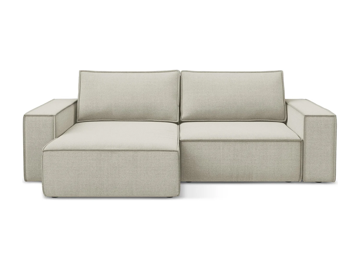 2-Sitzer Ecksofa mit Schlaffunktion - Ecke Links - Strukturstoff - Hell beige - KIMO