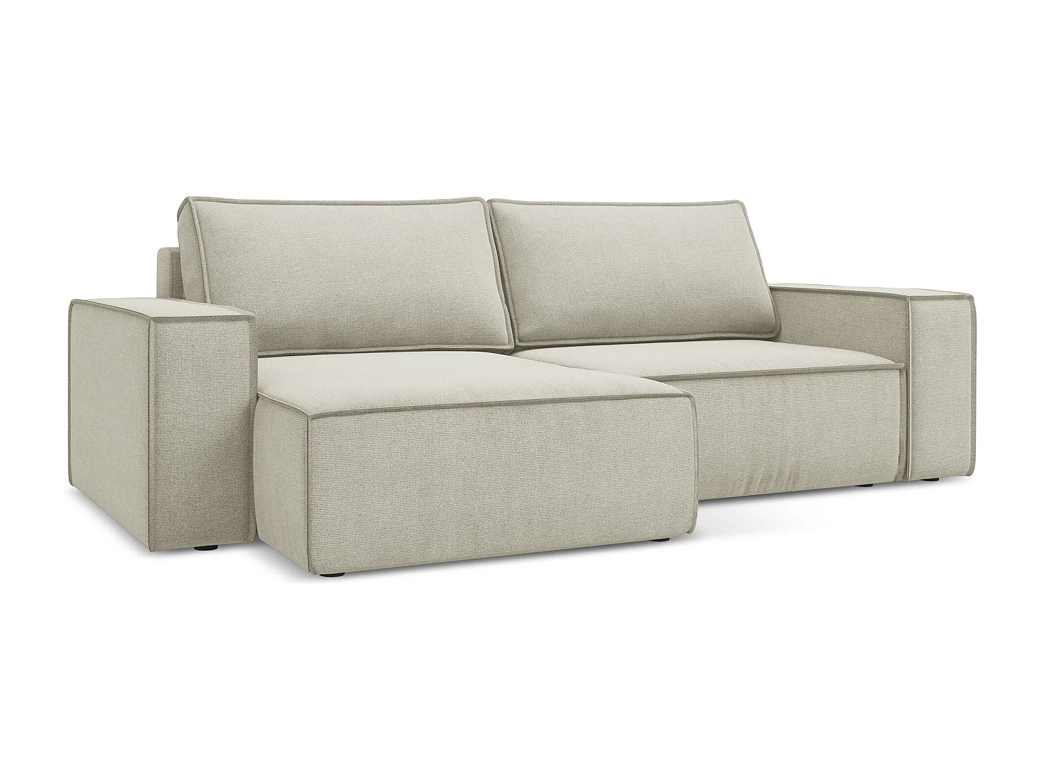 2-Sitzer Ecksofa mit Schlaffunktion - Ecke Links - Strukturstoff - Hell beige - KIMO