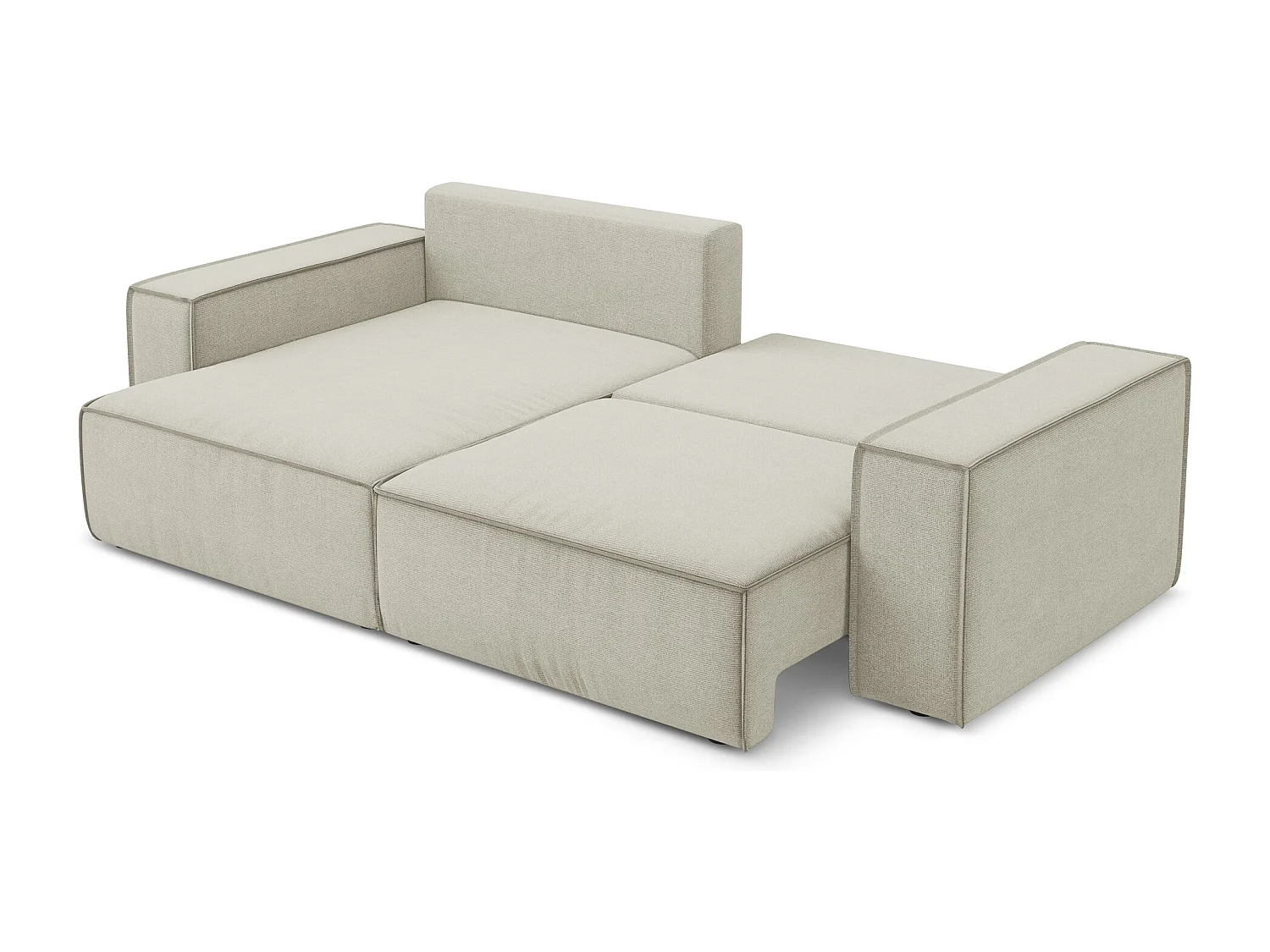 2-Sitzer Ecksofa mit Schlaffunktion - Ecke Links - Strukturstoff - Hell beige - KIMO