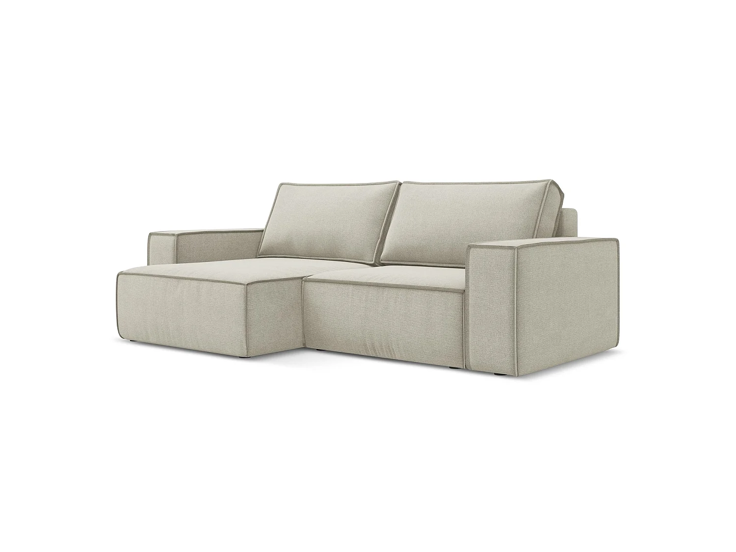 2-Sitzer Ecksofa mit Schlaffunktion - Ecke Links - Strukturstoff - Hell beige - LIVORNO